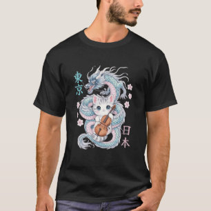 Japanese Dragon Kawaii Cello Cat Music Band Orches T-Shirt