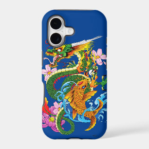 Japanese Dragon Koi Lotus Mythical Asian Blue