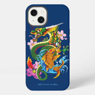 Japanese Dragon Koi Lotus Mythical Asian Blue iPhone 13 Case