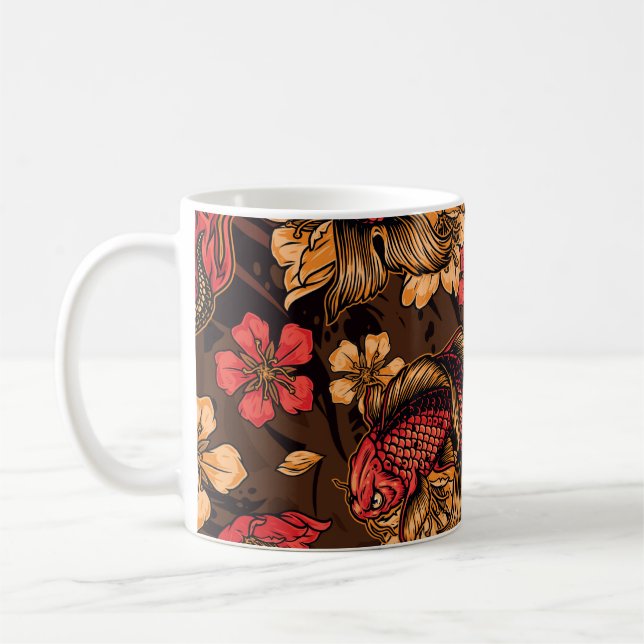 Japanese dragon koi pattern. coffee mug (Left)