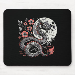 Japanese Dragon Sakura Moon Cherry Blossom Men Wom Mouse Mat