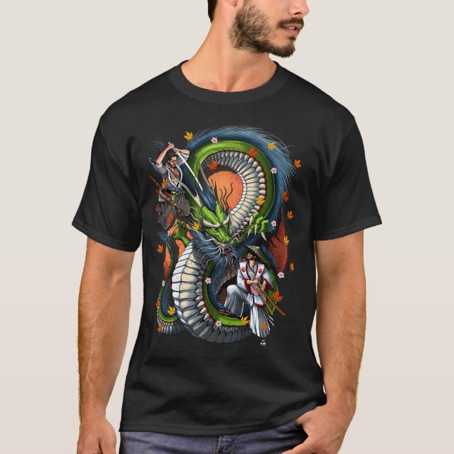 Japanese Dragon Samurai T-Shirt (Front)