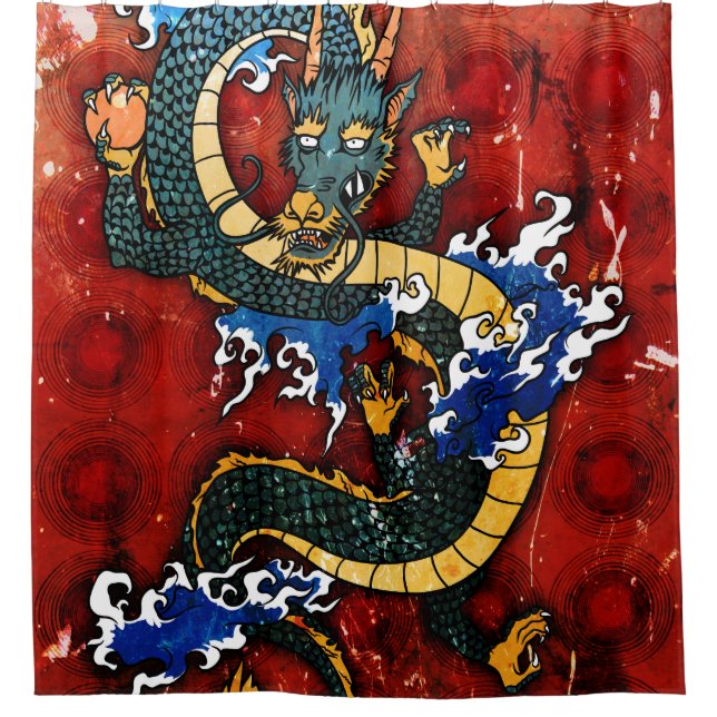 Japanese Dragon Shower Curtain (Front)