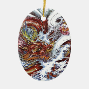 Japanese Dragon Tattoo Design Ceramic Tree Decoration