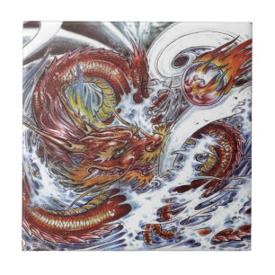 Japanese Dragon Tattoo Design Tile