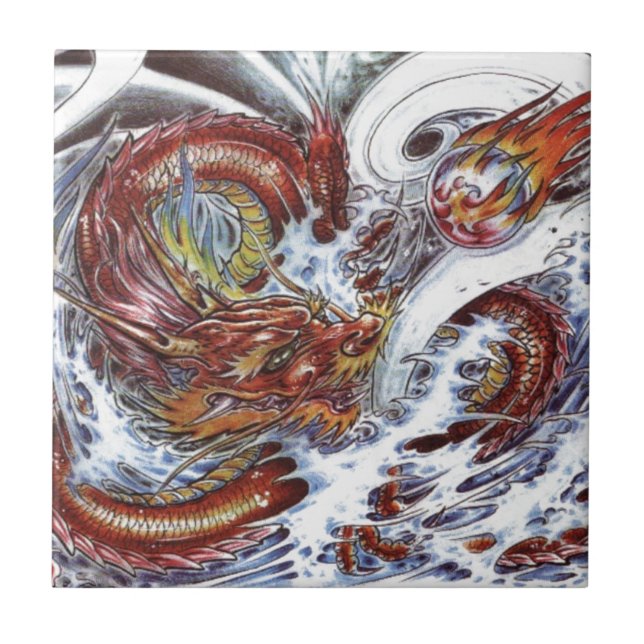 Japanese Dragon Tattoo Design Tile (Front)