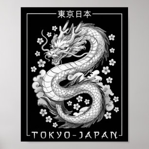 Japanese Dragon Tokyo Japan 80s Asian Mythical Ani Poster