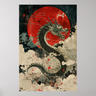 Japanese Dragon Ukiyo-e – Mythical Power Poster