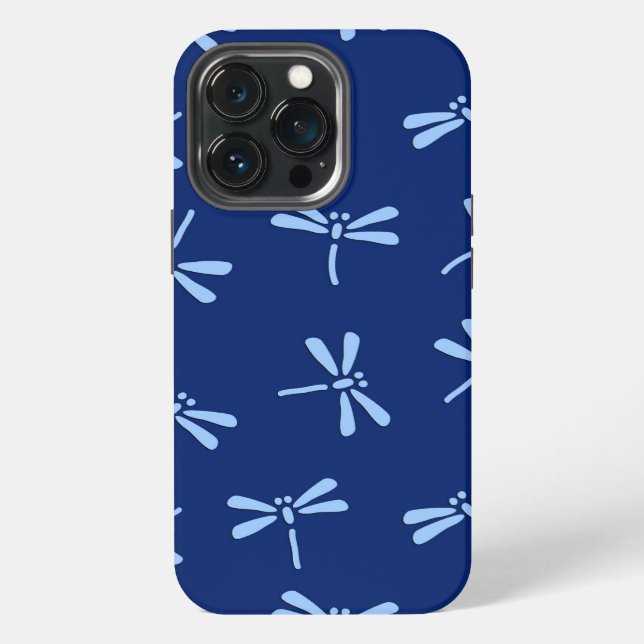 Japanese Dragonfly Pattern, Cobalt and Sky Blue iPhone Case (Back)