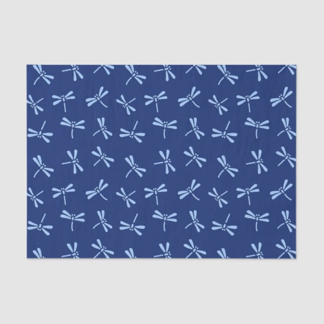 Japanese Dragonfly Pattern, Cobalt and Sky Blue Tissue Paper (Front)