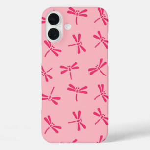 Japanese Dragonfly Pattern, Light Coral Pink iPhone 16 Plus Case
