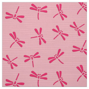 Japanese Dragonfly Pattern, Light Coral Pink Fabric