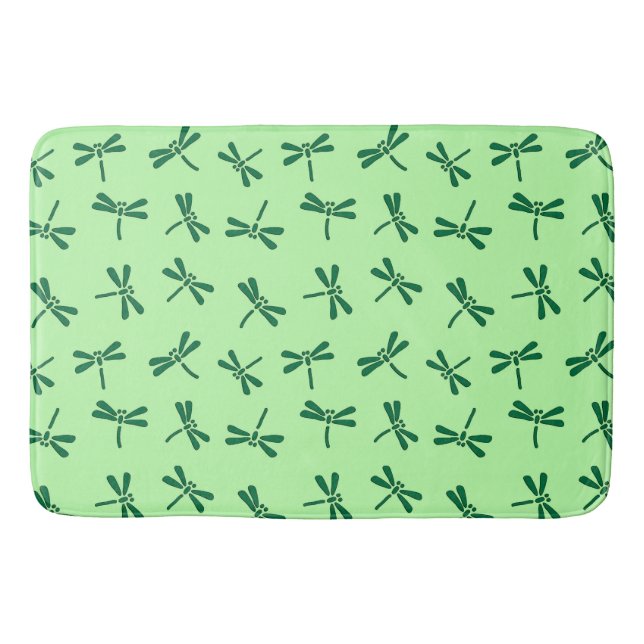 Japanese Dragonfly Pattern, Light Jade Green  Bath Mat (Front)