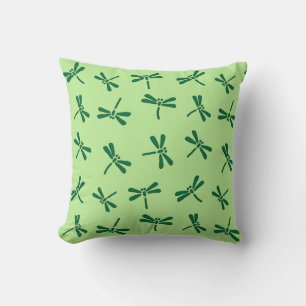 Japanese Dragonfly Pattern, Light Jade Green Cushion