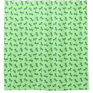 Japanese Dragonfly Pattern, Light Jade Green Shower Curtain