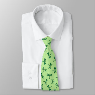 Japanese Dragonfly Pattern, Light Jade Green Tie