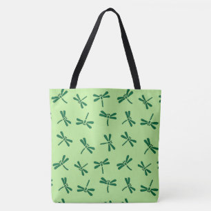 Japanese Dragonfly Pattern, Light Jade Green Tote Bag