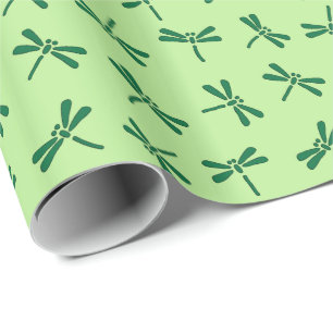 Japanese Dragonfly Pattern, Light Jade Green Wrapping Paper