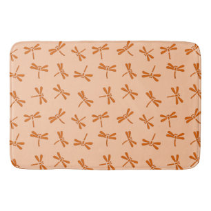 Japanese Dragonfly Pattern, Mandarin Orange Bath Mat