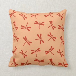 Japanese Dragonfly Pattern, Mandarin Orange Cushion