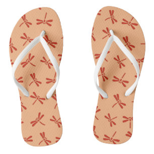 Japanese Dragonfly Pattern, Mandarin Orange Flip Flops