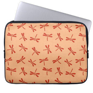 Japanese Dragonfly Pattern, Mandarin Orange Laptop Sleeve