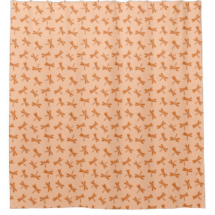 Japanese Dragonfly Pattern, Mandarin Orange Shower Curtain