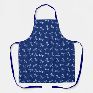 Japanese Dragonfly Pattern, Navy and Sky Blue Apron