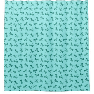 Japanese Dragonfly Pattern, Turquoise and AquaPH i Shower Curtain