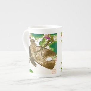Japanese Drawing of Jay on a Grape Vine Bone China Mug