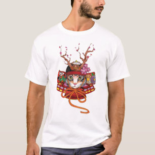 Japanese Edo Samurai Neko Kitten T-Shirt