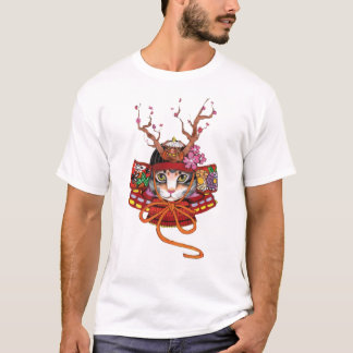 Japanese Edo Samurai Neko Kitten T-Shirt
