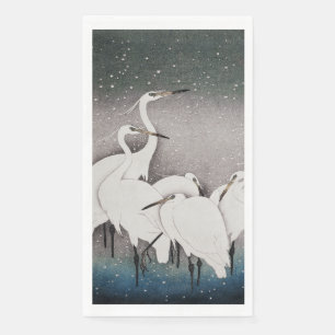 Japanese Egrets Cranes Bird Winter Snow Art Napkin
