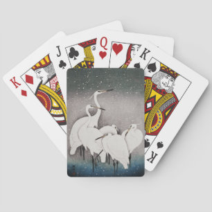 Japanese Egrets Cranes Bird Winter Snow Art Playing Cards