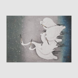 Japanese Egrets Cranes Bird Winter Snow Art Tissue Paper