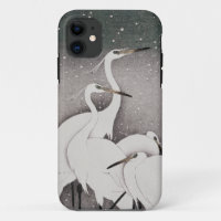 Japanese Egrets Koson Cranes Winter Snow