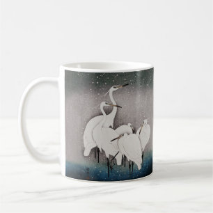 Japanese Egrets Koson Cranes Winter Snow Coffee Mug