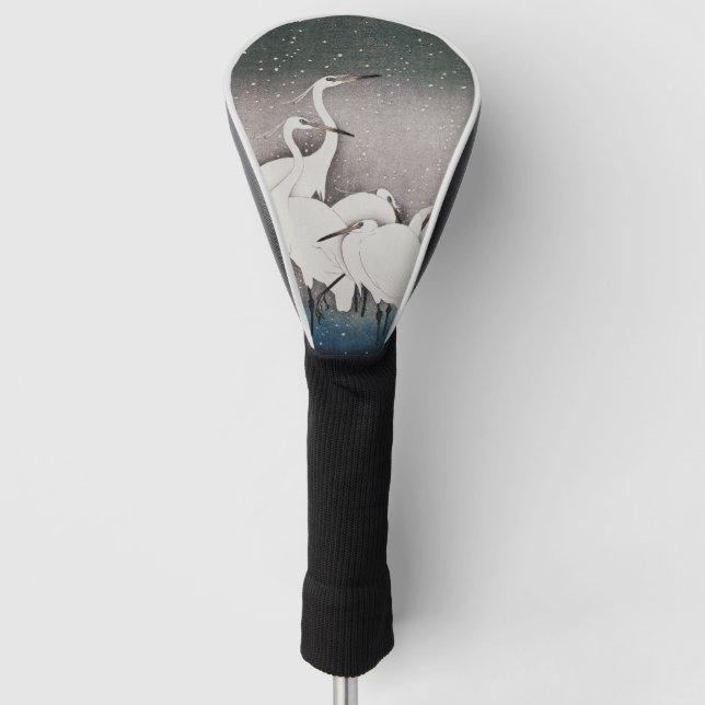 Japanese Egrets Koson Cranes Winter Snow Golf Head Cover (Front)