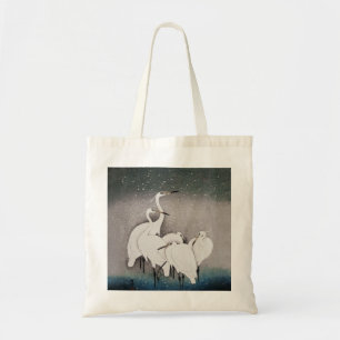Japanese Egrets Koson Cranes Winter Snow Tote Bag