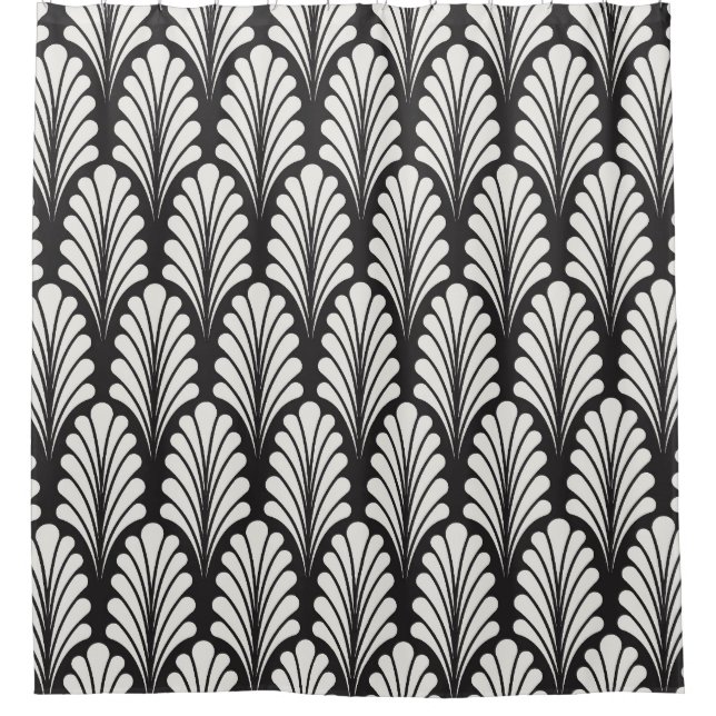 Japanese Elegance: Ornamental Vintage Pattern Shower Curtain (Front)