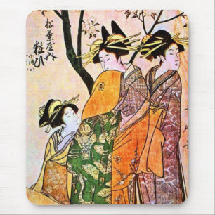 Japanese Engraving Three Geisha 1911 Mouse Mat