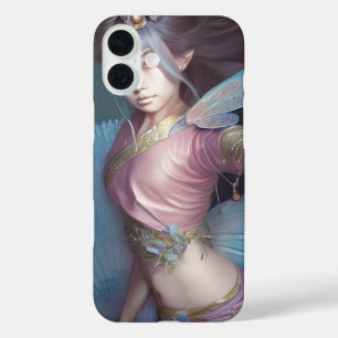 Japanese Fairy pink and light blue Fantasy AI Art iPhone 16 Plus Case