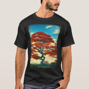 Japanese Fairytale Red Maples Tree Vivid Tones Wid T-Shirt