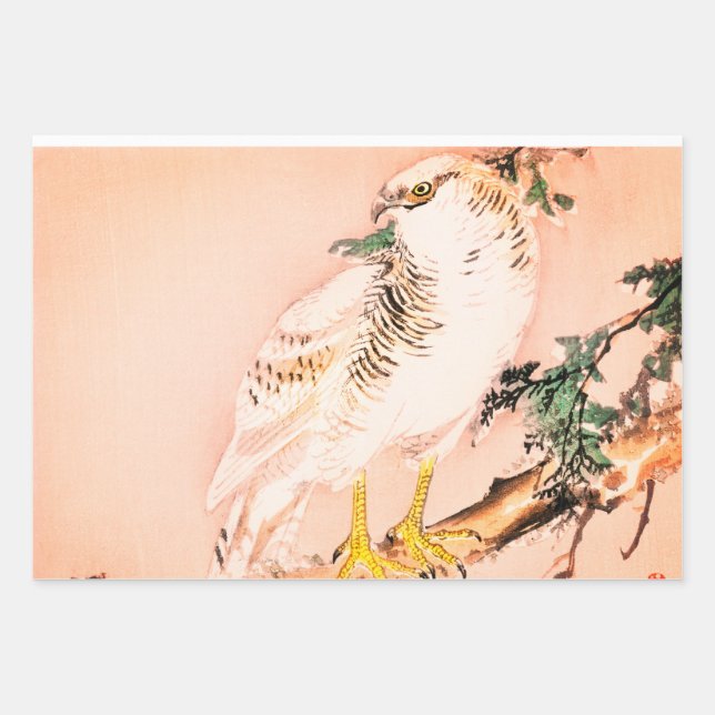 JAPANESE FALCON WOODBLOCK PRINT WRAPPING SHEETS (Front)