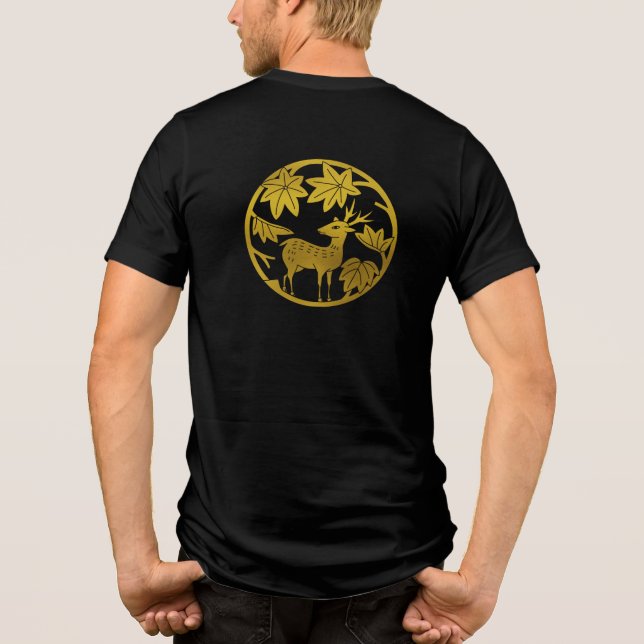 Japanese Family Crest-Japanese maple and deer Tri-Blend Shirt (Back)