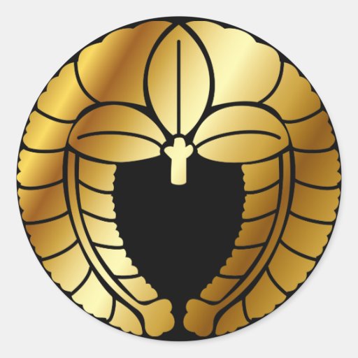 Image of Japanese Family Crest (KAMON) Symbol Classic Round Sticker