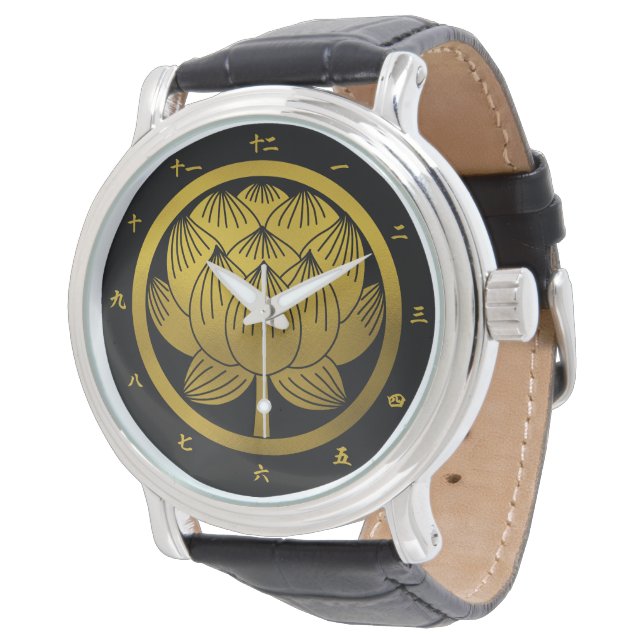Japanese Family Crest-Lotus Watch (Angled)