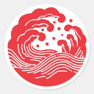 Japanese Family Crest-Wave Classic Round Sticker