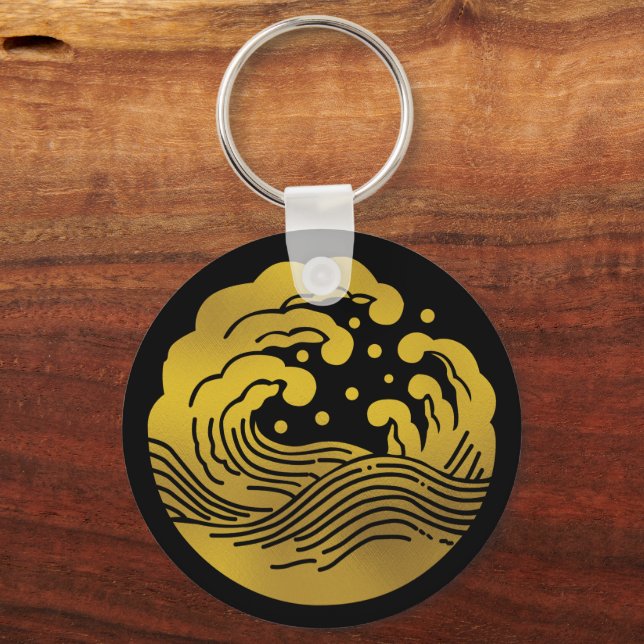 Japanese Family Crest-Wave Key Ring (Front)