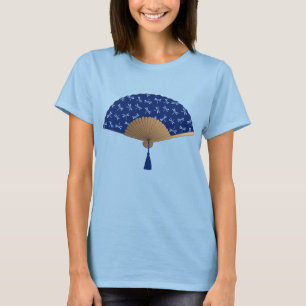 Japanese Fan, Dragonfly Pattern, Cobalt Blue T-Shirt